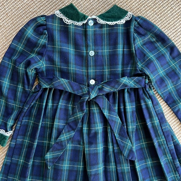 Sweet Vintage Smocked, Embroidered Plaid Dress - Picture 4 of 7
